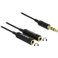 DeLOCK 65356, 3.5mm, Uros, 2 x 3.5mm, Naaras, 0,25 m, Musta