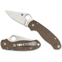 Spyderco Para 3 CPM Cru-Wear C223MPCW Brown Canvas Micarta, pocket knife