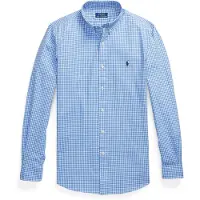Ralph Lauren for man. 710928254004 Slim fit blue poplin stretch poplin shirt (M), Casual, Cotton, Classic, Long sleeve