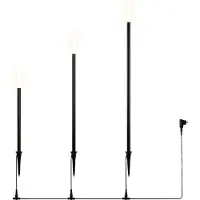TRIO Leuchten LED-maapiikkivalaisin STICK, musta, 3-lamppuinen, IP44, pistoke STICK, Musta, Metalli, Moderni