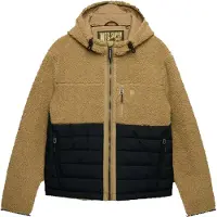 Superdry Hood Outdoor Borg Quilt Hybrid - Beige - XXL