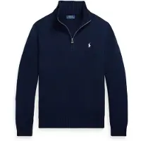 Ralph Lauren Cotton Quarter-Zip Sweater - Navy - XXL