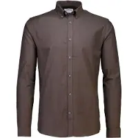 Lindbergh Yarn Dyed Oxford Superflex Shirt L/S - Brown - XXL