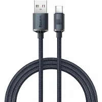 Baseus Crystal Shine USB-A / USB-C-kaapeli - 1.2m, 100W - Musta