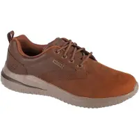 SKECHERS for man. 210661 Leather Shoes Delson 3.0 Glavine brown (44), Flat, Laces, Casual