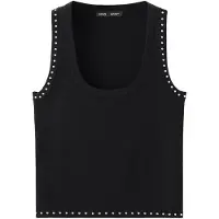 Mango Strappy Top With Studded Detail - Black - M