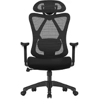 24hShop Ergonominen työtuoli säädettävällä niskatuella ja verkkoselkänojalla – musta, 150 kg kantavuus