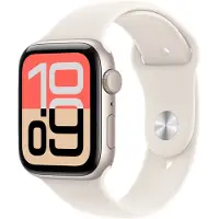Apple Watch SE 3 (GPS) 44 mm tähtivalkea alumiinikuori ja tähtivalkea urheiluranneke, M/L