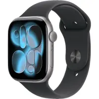 Apple Watch Series 11 GPS + Cellular 46 mm tähtiharmaa alumiinikuori ja musta urheiluranneke L