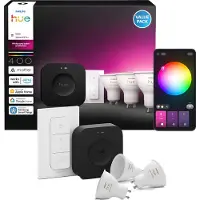 Philips Hue White and color ambiance Aloituspakkaus: 3 kpl GU10-lamppuja, Dimmer switch ja Bridge Pro