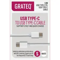 GRATEQ 85056QC USB-C -kaapeli, 1 m, valkoinen