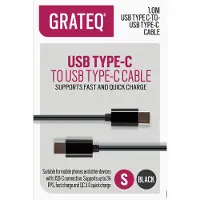 GRATEQ USB-C-USB-C-pikalatauskaapeli 1 m, musta