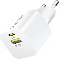 Wozinsky WWCEAC 33W GaN kaksiliitäntäinen seinälaturi - USB-A, USB-C - valkoinen