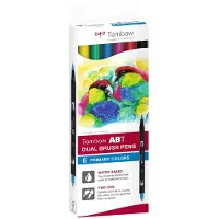 Tombow Tussi ABT Dual Brush 6C-1 Basic värilajitelma - (6 kpl/pakkaus)