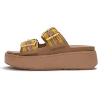 FitFlop for woman. A3E-E13 Gen-FF Max Buckle Stripe-Webbing Two-Bar Slides beige sandals (39), Fabric, 1 to 3 cm, None, Casual
