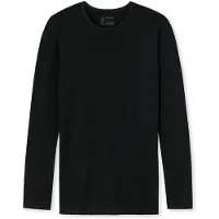 Schiesser White Long-Sleeve Round Neck Shirt - 95/5 - Black - M
