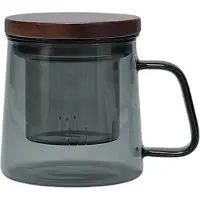 Salt & pepper Luma Grey -muki lasisuodattimella ja kannella, 370 ml