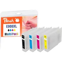 Peach PI200-821, Korkea (XL) värintuotto, Musta, Syaani, Magenta, Keltainen, 120 ml, 50 ml, 4 kpl, Monipakkaus