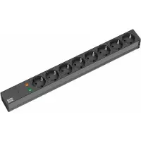Bachmann Power strip 19 inch multiple socket 8fold with overload protection, without switch black - 19.07.1180