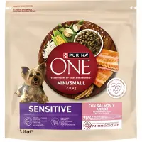 Purina ONE Sensitive Mini/Small Salmon & Rice, Koiran kuivaruoka, Adult, 1,5 kg