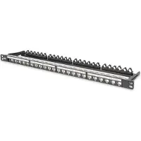 Digitus MODULAR PATCH PANEL, SHIELDED, 24-PORT LABEL FIELD, 0.5U, RACK MOUNT, BLACK RAL 9005 (DN-91422)