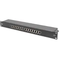 Digitus CAT 6, CLASS E PATCH PANEL, SHIELDED, 16-PORT RJ45, 8P8C, LSA, 1U, RACK MOUNT, BLACK, 482X44X109 (DN-91616S-B)