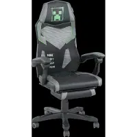 Roba Padded Gaming Chair, Infinitely Height-Adjustable, Rocking Mechanism, Leg Rest - Black - ONE SIZE