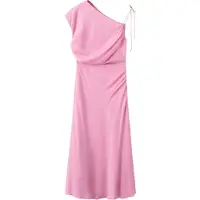 Mango Asymmetric Dress With Tie Detail - Pink - S