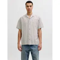 Jack & Jones Jjesummer Linen Blend Resort Shirt Ss Sn - Grey - M