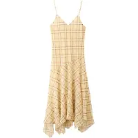 Mango Check Asymmetrical Dress - Yellow - M