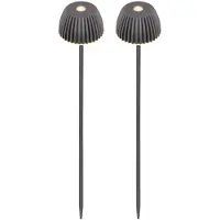 Briloner LED-akkuinen maapiikkivalo RIFFLE NANO, antrasiitti Ø 6 cm, 2 kpl:n sarja himmennettävä, Musta, Metalli, Moderni