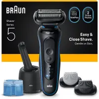 Braun Series 5 52-B7650cc Electric Wet & Dry Shaver Black with Blue SmartCare 4in1 2 Turbo and Standard Modes Travel Case Included (8700216647229)