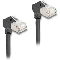 DeLOCK – RJ45 Network Cable Cat.6A S/FTP Slim 90° downwards / downwards angled 0.25 m black (80297)