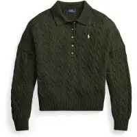 Ralph Lauren for woman. 211B17767002 Green wool and cashmere polo-style sweater (XL), Casual, Long sleeve