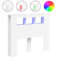 vidaXL Sängynpääty LED-valoilla valkoinen 120x18,5x103,5 cm