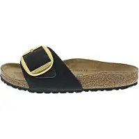 Birkenstock for woman. 1023373 Madrid Big Buckle leather sandals (Narrow Fit) black (42), Flat, None, Casual