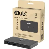 Club 3D USB-C KVM-kytkin, HDMI 4K60Hz + 3x USB-A 5 Gbps + PD 100W, musta