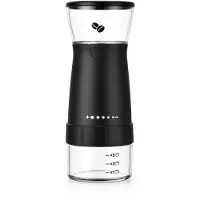 INF Kannettava sähköinen kahvimylly - USB-ladattava keraamisella purulla Black