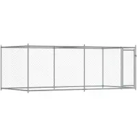 vidaXL Koiranhäkki ovella harmaa 4x2x1,5 m teräs