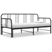 vidaXL Sohva ulosvedettävällä sängynrungolla musta metalli 90x200 cm