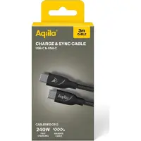 Aqiila Cablebird CB13 USB-C to C 240W punottu 3m musta
