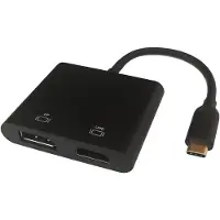 Deltaco USB-C to HDMI + DisplayPort Adapter - Videokaapelisovitin, musta