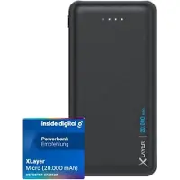 XLayer 217283, 20000 mAh, Litium polymeeri (LiPo), Musta