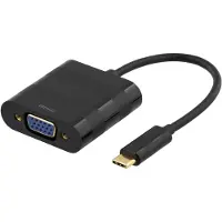 Deltaco – Sovitin USB 3.1 - VGA, USB Type C uros - VGA naaras, musta (USBC-VGA)