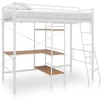 vidaXL Kerrossänky pöydän rungolla valkoinen metalli 90x200 cm