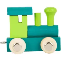 Small Foot - Wooden Letter Train Locomotive Green - 12 pieces