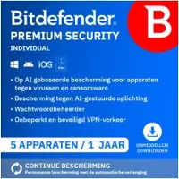 Bitdefender Premium Security Individual 2026 | 5 Laitetta | 1 Vuos