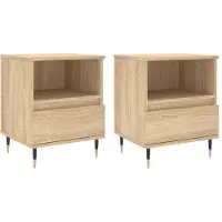 vidaXL Yöpöydät 2 kpl Sonoma-tammi 40x35x50 cm tekninen puu