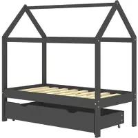 vidaXL Lasten sängynrunko laatikolla t.harmaa täysi mänty 70x140 cm