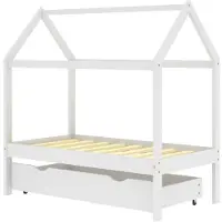 vidaXL Lasten sängynrunko laatikolla valkoinen täysi mänty 70x140 cm